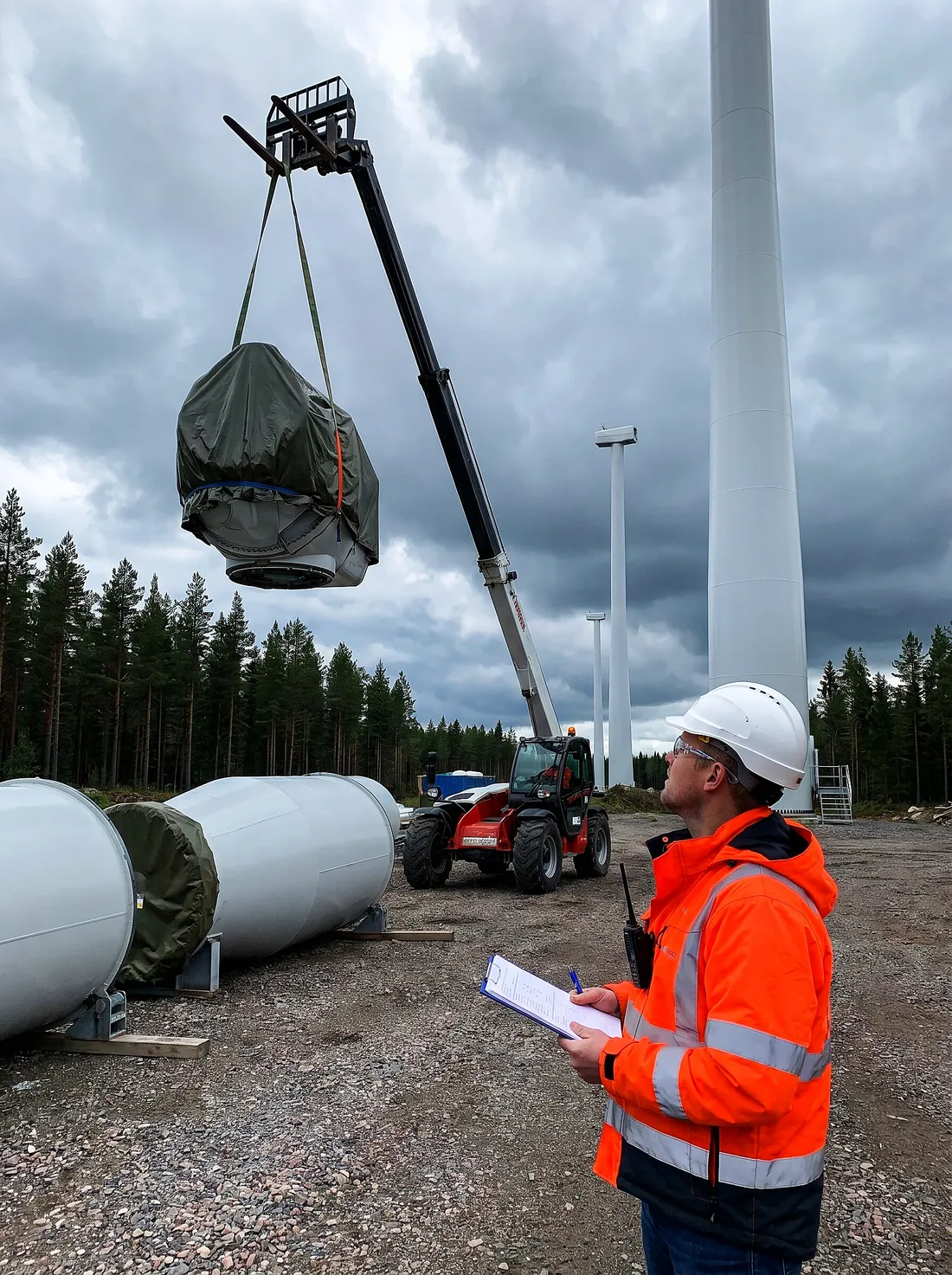 Wind turbine commissioning site, representative of the County Antrim wind farm where Coyle Group planned a bespoke SCADA lift