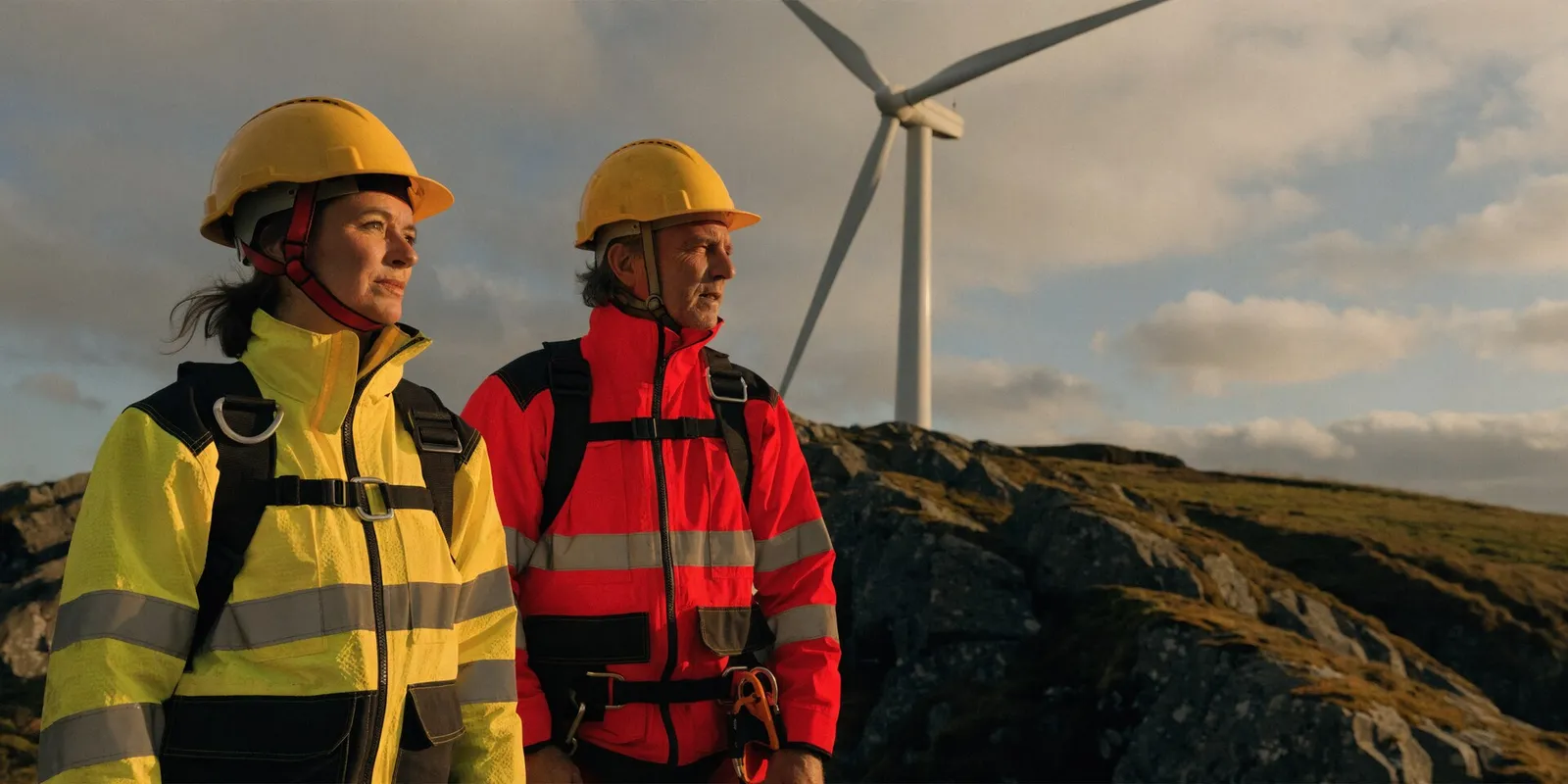 Safety experts on a modern wind turbine site